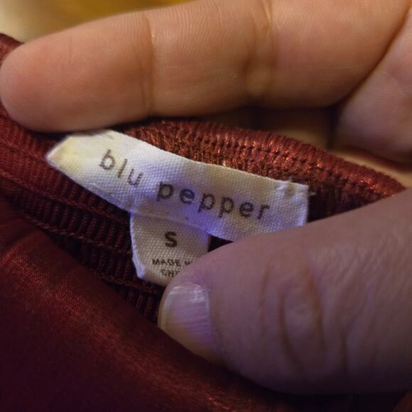 Blu Pepper Burgundy Puff Sleeve Satin Mini Dress Square Neck S - Picture 6 of 6